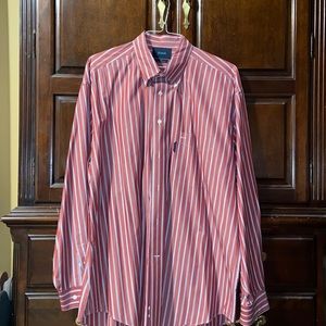Men’s Façonnable dress shirt in red stripes, size XXL